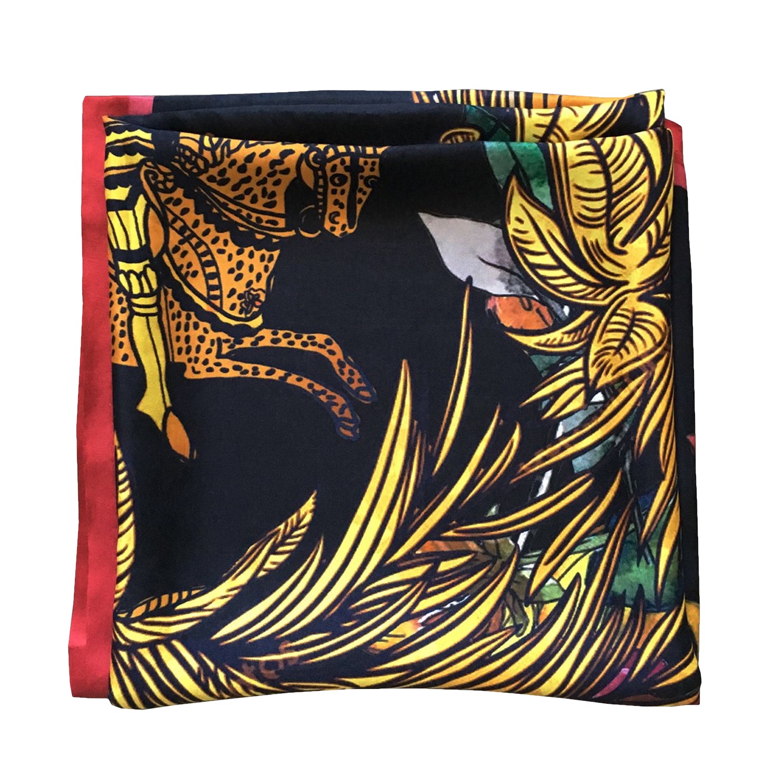 100% silk scarf folded to show the details